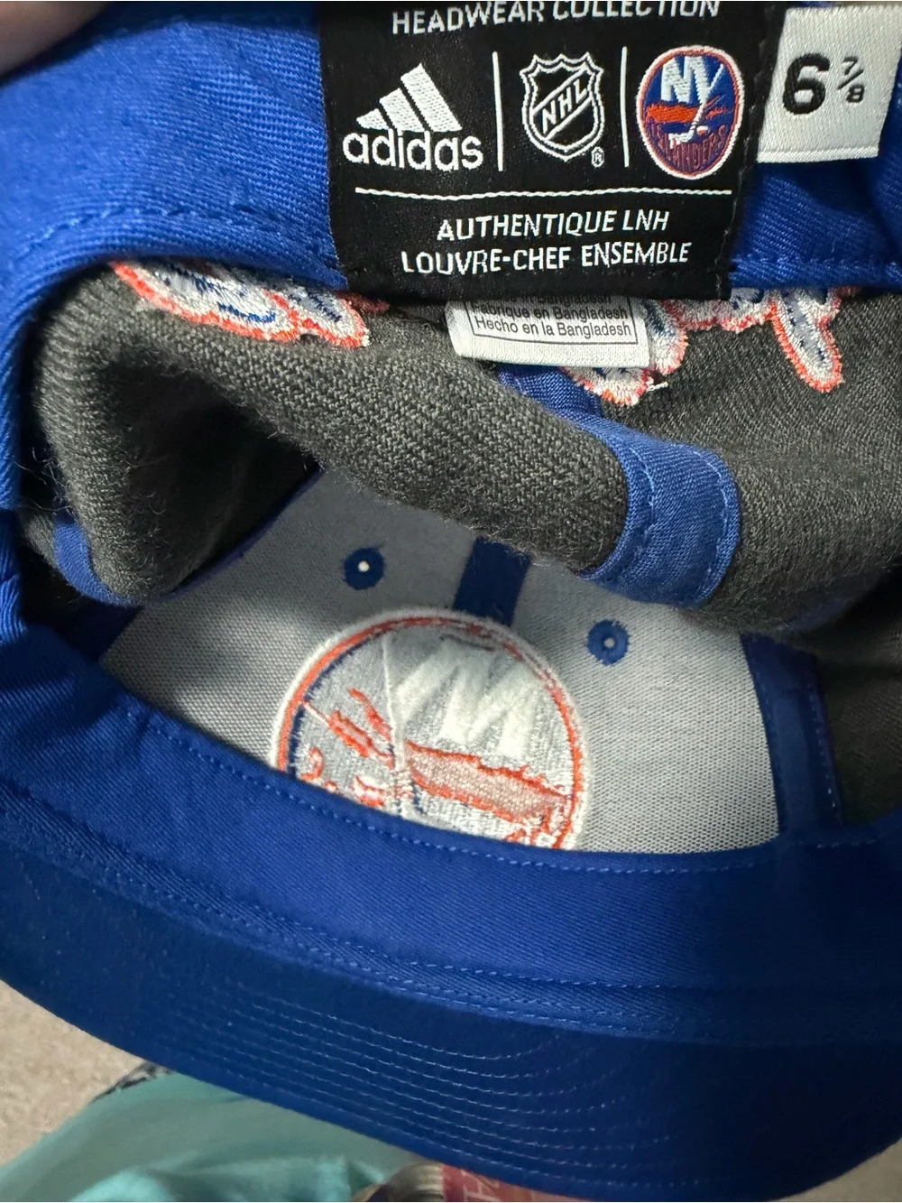 New York Islanders Adidas Hat Cap fitted Grey Blue  NHL Ice Hockey Team Logo